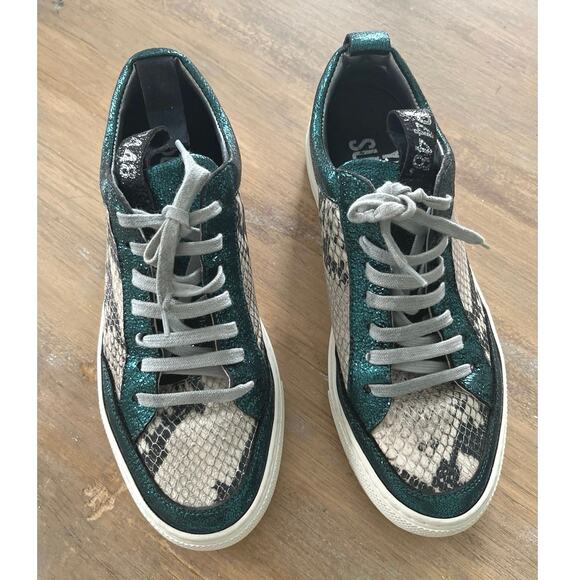 P448 Women's Soho Crackled & Snake-embossed Leather sneakers size 38 - Picture 2 of 14